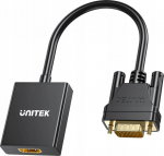 Unitek Vga-hdmi adapter, Fullhd, 15cm, must