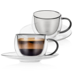 Termotassid topeltseintega taldrikuga espressokohvi jaoks Orion Double 90 ml 2 tk.