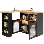 Pikendatav baarilaud 138&ndash;193 x 39 x 105 cm hoiuruumi ja reguleeritava LED-valgusega, must
