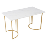 140 x 80 cm s&ouml;&ouml;gilaud marmormustriga, metallraami ja reguleeritavate jalgadega, valge/kuldne