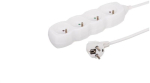 4-pesa pikendusjuhe, maandusega, valge, 16 A, 5 m