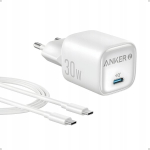 Anker Zolo USB-C 30 W PIQ 3.0 PD 3.0 sein laadija + 90 cm kaabel, valge