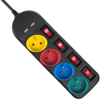 Maclean pikendusjuhe Power strip 4 sockets 2xUSB MCE229B