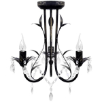 Must metallist l&uuml;hter kristallhelmestega, 3 x E14 pirni