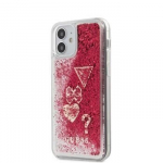 Guess Liquid Glitter Charms Cover Rapsberry, telefonile iPhone 12 Mini, 5.4''