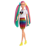Nukk Barbie vikerkaarev&auml;rviliste juustega