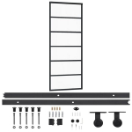 vidaXL liuguks riistvarakomplektiga, ESG klaas ja alumiinium, 76 x 205cm, Juoda