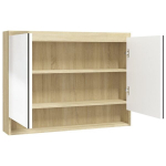 vidaXL vannitoa peegelkapp, 80 x 15 x 60 cm, MDF, valge ja tamm
