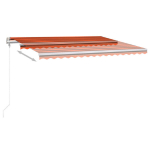 vidaXL automaatne varikatus LEDi, tuuleanduriga 450x300 cm oranž/pruun