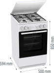 Gorenje Gaasipliit elektriahjuga GK5A22WH, 2800W, 50cm, 68l, 4 p&otilde;letit, A klass, AquaClean, grill, taimer puudub
