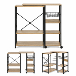 K&ouml;&ouml;gisaar ModernHome riiuli&uuml;ksus p&ouml;&ouml;ratava t&ouml;&ouml;pinnaga 120&times;40&times;87 cm hele tamm / must