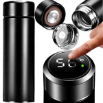 Nutikas termostops LCD-ekraaniga, roostevabast terasest, must