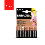 Patareid DURACELL AAA, LR03, 8 tk., pakis 3 tk.