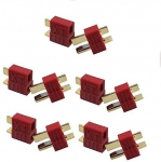 5 paari T-pistiku M/F 2-poolse kuldse pistiku adapter punase v&auml;rviga