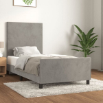 vidaXL voodiraam peatsiga, helehall, 90x190 cm, samet