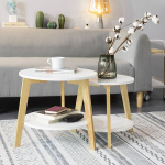 Kahe laua komplekt SoBuy FBT75-W, valge/pruun