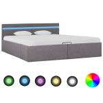 vidaXL hoiukastiga voodiraam LED, pruunikashall, kangas, 160 x 200 cm