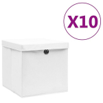 vidaXL hoiukastid kaanega 10 tk, 28 x 28 x 28 cm, valge