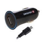 autoadapter swissten 5w, 1 port, usb-a, microusb kaabel