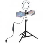 LED r&otilde;ngaslamp 16 cm, statiiviga kuni 70 cm ja topelt telefonihoidikuga, USB