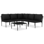 vidaXL 6-osaline aiam&ouml;&ouml;blikomplekt patjadega, must, PVC
