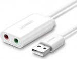 Adapter USB Ugreen 2.0 - 3,5 mm mini jack (US205 30143), valge