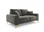 Kahekohaline diivan Mazzini Sofas Madara, veluur, helehall/kuldne v&auml;rv