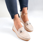 Label nahast beežid pandlaga mokassiinid