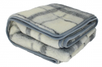 Tekk 200 x 220, ruuduline hall, Merino vill 100%