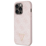 Guessi &uuml;mbris iPhone 14 Pro 6.1 GUHCP14LP4TDSCPP roosa HC PU nahast metallist logoga ristkorpuse jaoks
