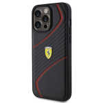 Ferrari Twist Metal Logo iPhone 15 Pro Max kaitse&uuml;mbris, must