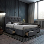 Voodi GLOSSY 160x200cm, madratsiga HARMONY DUO, hall