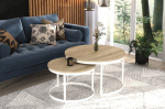 Diivanilaua komplekt Adrk Furniture Okin, helepruun/valge