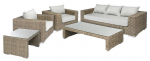 SET MOMA 5-ELEMENTS, CHAIRS 112x92x61CM, SOFA 3 PERSON 228x92x61CM, TABLE 129x67x31CM,85x61x47CM EKORATTAN TAUPE, FABRIC OLEFIN BEIGE/TAUPE