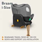 Lionelo Braam i-Size Grey Stone turvatool, 0-36 kg, 360&deg;, hall