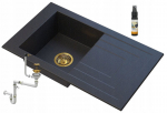 Granite sink Granitan black gold flecks siphon impregnate set