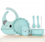 7-osaline silikoonist laste toidun&otilde;ude komplekt, helesinine