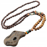 NEPAL BUDDHIST MALA Tiibeti PAW K&Auml;SIT&Ouml;&Ouml;STATUD puidust kaelakee EL81, NEPAL BUDISTŲ MALA Tibeto PAW rankų darbo mediniai karoliai