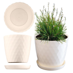 Plastikust lillepott alusega, lillepott, lillekate, 25 cm, kreem, Kadax