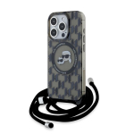 Karl Lagerfeldi IML ristk&uuml;likukujuline kott monogrammiga Karl ja Choupette MagSafe kate iPhone 15 Pro Max telefonile - must