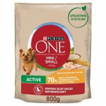 Purina One Mini Active Dog v&auml;ikest t&otilde;ugu koertele kana ja riisiga, 800 g