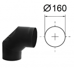 90&deg; kurv koos revisjoniga. Must metall 2 mm. D-160 mm.