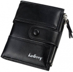 Elegantne nahast meeste rahakott kr&otilde;psuga, must