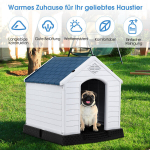 Costway Plastic Dog House Lemmikloomatarbed Koeramaja aia jaoks 87,7 x 78,5 x 81,5 cm valge + sinine
