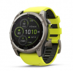 Garmin fēnix&reg; 8 &ndash; 51mm Solar Sapphire titanium with an amp yellow/graphite silicone band
