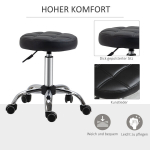 2 tk komplekt Reguleeritava k&otilde;rgusega ratastega taburet, 48-63 cm p&ouml;&ouml;rlev taburet, 360&deg; p&ouml;&ouml;rlev t&ouml;&ouml;taburet kontori, salongi, massaaži, spaasse, must