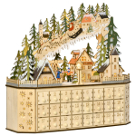 Advendikalender J&otilde;ulukaunistus, 24 sahtlit, LED-tuled, 39 cm x 9 cm x 42 cm, Valge + Roheline