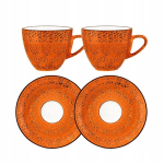 Porcelaanist tee-kohvitass punane 300ml ja taldrik 15cm Wilmax, odcienie pomarańczowego
