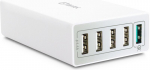 Fantec laadija QC3-A51 Quick Charge 3.0 40W 5 USB Ports valge
