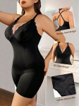 Suures suuruses naiste pitsiga liibuv body, vormir&otilde;ivad l&uuml;hikesed p&uuml;ksid &middot; mustad &middot; 2XL